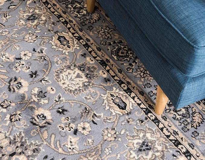 Unique Loom Sialk Hill Collection Area Rug - Washington (2' 2" x 8' 2" Runner Gray/Black)