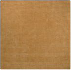 Hand Knotted Loom Wool ECO-Friendly Area Rugs - 8'x8', Square, Gold Color, Solid Plain Design, High Pile Thick Handmade Anti Skid Area Rugs for Living Room, Bed Room (L00111)