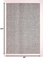 Hand-Tufted 100% Wool Pile Area Rug – Geometric Textured Grid Check Pattern – Thick and Durable Floor Carpet for Bedroom, Living Room, Kids Room, and Dining Area (Charcoal Gray, 8' Round)