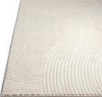 Abani Neutral Beige Area Rug 5' x 8' for Living Room, Bedroom - Zen Reiki Circles Pattern - Durable & Easy to Clean