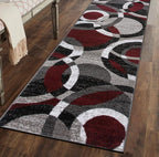 Rugshop Contemporary Abstract Circles Perfect for high Traffic Areas of Your Living Room,Bedroom,Home Office,Kitchen Runner Rug 2' x 7'2" Red
