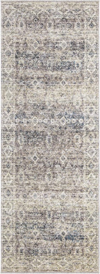 Bloom Rugs Caria Washable Non-Slip 12 ft Runner - Beige Brown/Teal Traditional Runner for Entryway, Hallway, Bathroom, and Kitchen - Exact Size: 2'6" x 12'