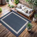 CAMILSON Outdoor Rug 5x7, Modern Outside Rugs for Patios Porches Waterproof Durable Washable Non-Shedding, Easy-to-Clean Indoor Outdoor Area Carpet (5 x 7, Bordered - Blue/White)