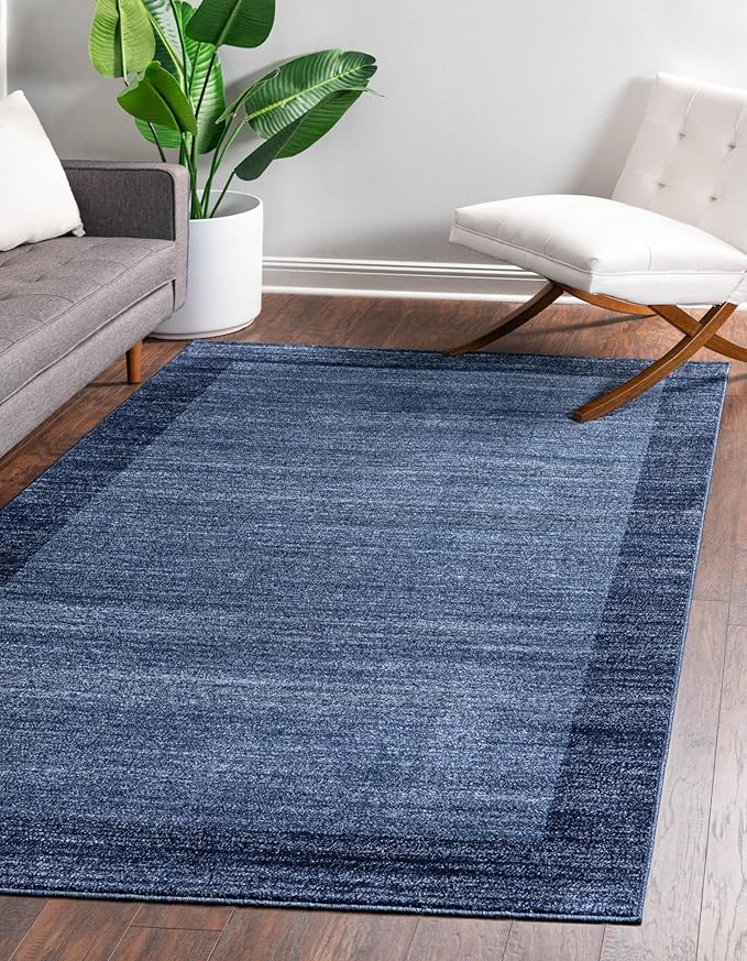 Rugs.com Angelica Collection Rug – 4' x 6' Navy Blue Medium Rug Perfect for Entryways, Kitchens, Breakfast Nooks, Accent Pieces