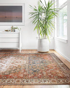 Loloi Layla Collection LAY-05 Ocean/Multi 7'-6" x 9'-6" .13" Thick Area Rug, Soft, Durable, Vintage Inspired, Distressed, Low Pile, Non-Shedding, Easy Clean, Printed, Living Room Rug