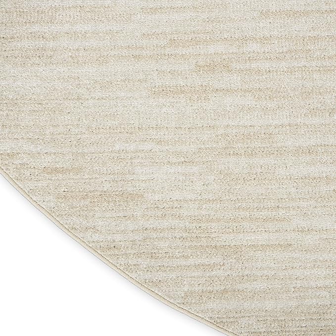 Nourison Home Nourison Essentials Ivory Beige 6' x Round Area Rug - Easy Clean, Non Shedding, Bed Room, Living Room, Dining Room, Kitchen (6' x Round)