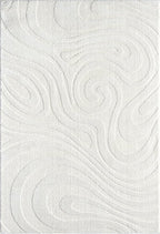Abani Cozy Cream Area Rug for Living Room, Bedroom - Swirl Waves Pattern - 5' x 8' - Durable & Easy to Clean