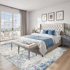 Art&Tuft Washable Rugs 6x9, Abstract Area Rugs for Living Room - Non Slip and Low Pile Soft Thin 6x9 Rug for Bedroom, Dining Room, Kitchen, Office, Blue