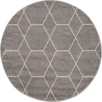 Unique Loom Trellis Frieze Collection Area Rug - Geometric (4' 1" Round Light Gray/Ivory)