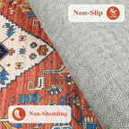 Lahome Boho 2x3 Washable Kitchen Rugs, Throw Non-Slip Backing Small Door Rug for Entryway Low-Profile Inside Door Mats, Oriental Indoor Doormat Carpet for Entrance Bathroom Laundry Living Room, Rust