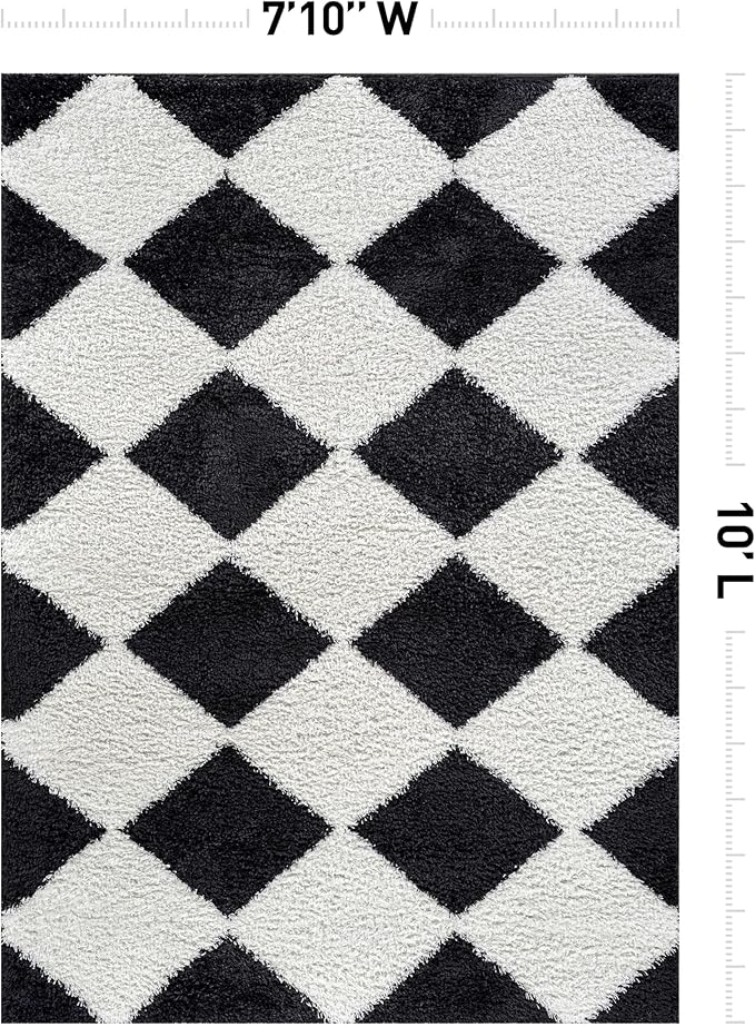 Rugshop Diamond Wave Pattern Shag Area Rug Anthracite Dark Gray 7' 10" x 10' Perfect for Large Living Rooms, Dining Areas, or Master Bedrooms