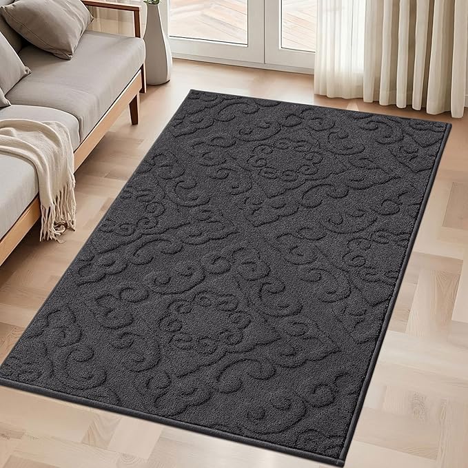 COSY HOMEER Door Mat 36”x60”,Absorbent Dirt Trapper Entryway Rugs,Non-Slip Welcome Mat,Washable Entry Rugs,Low Pile Doormat for Front Back Door,Wet Shoes & Paws,Dark Grey