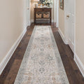 Runner Rug 2'6''x12, Non Slip Vintage Hallway Runner Rugs, Low Pile Lightweight Machine Washable Mat for Hallway, Entryway, Bedroom, Kitchen and Corridor, Light Taupe Brown