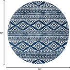 SAFAVIEH Tulum Collection Area Rug - 5' Round, Navy & Ivory, Moroccan Boho Tribal Design, Non-Shedding & Easy to Clean, Ideal for Living Room, Bedroom, Dining Space (TUL272N)