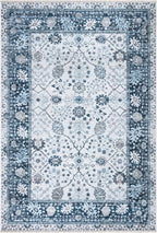 Bloom Rugs Caria Washable Non-Slip 9x12 Rug - Navy Blue Traditional Bordered Area Rug for Living Room, Bedroom, Dining Room, and Kitchen - Exact Size: 9' x 12'