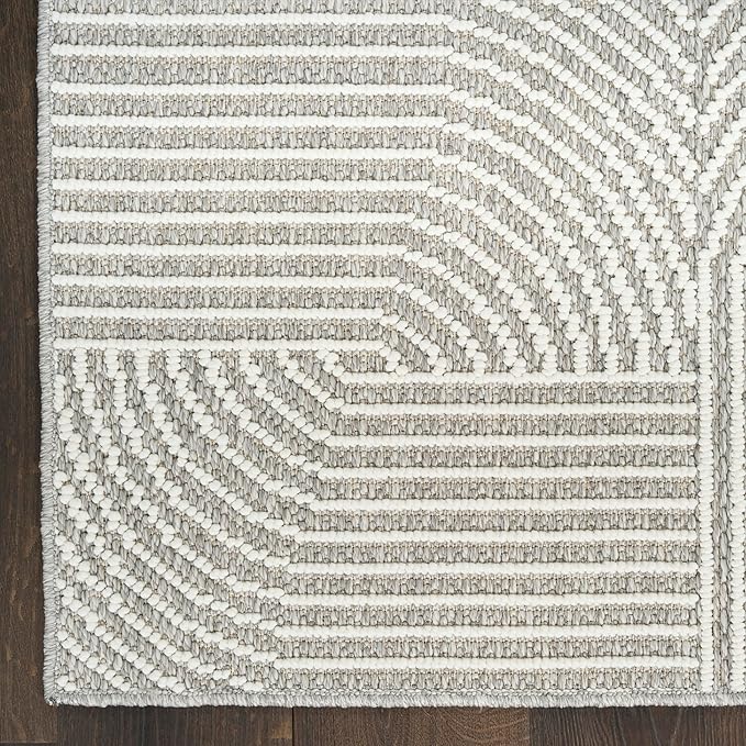 Nourison Home Textured Home Grey Ivory 7'10" x 9'10" Area Rug - Easy Clean, Non Shedding, Bed Room, Living Room, Dining Room, Kitchen (8' x 10')