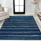 JONATHAN Y Williamsburg Minimalist Stripe Navy/Cream Indoor Area Rug, 3x5, Contemporary, Modern, Easy-Cleaning for Living Room, Bedroom, Kitchen, Pet Friendly, Non-Shedding (MOH201C-3)
