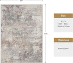 GENIMO Washable 5x7 Area Rugs for Living Room, Non Slip Modern Abstract Rug, Machine Washable Stain Resistant Low Pile Soft Carpet for Bedroom, Dining, Office, Light Grey Brown