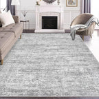 Area Rug Living Room Rugs - 7x9 Large Soft Indoor Neutral Modern Abstract Low Pile Washable Rug Carpet for Bedroom Dining Room Farmhouse Home Office - Vintage Grey