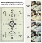 GLN Rugs Contemporary Collection - Machine Washable Area Rug, Contemporary Washable, Non Slip, Low Pile Chenille Rug, Living Room, Bedroom, Kitchen Rug (9' x 12' Cream/Anthracite)