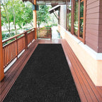Ottomanson 2'7" x 12' Hallway Runner with Scraper Pile - Extra Durable Non-Slip Rug Mat for Indoor & Outdoor Use - Ideal for Kitchen, Entryway & Garage - High-Traffic Carpet, Black