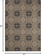 FH Home Flat Woven Outdoor Rug - Waterproof, Easy to Clean, Stain resistant - Premium Polypropylene Yarn - Mosaic Tile - Patio, Deck, Porch, Balcony, Laundry - Messina - Charcoal - 3ft 11 in x 5ft 6in