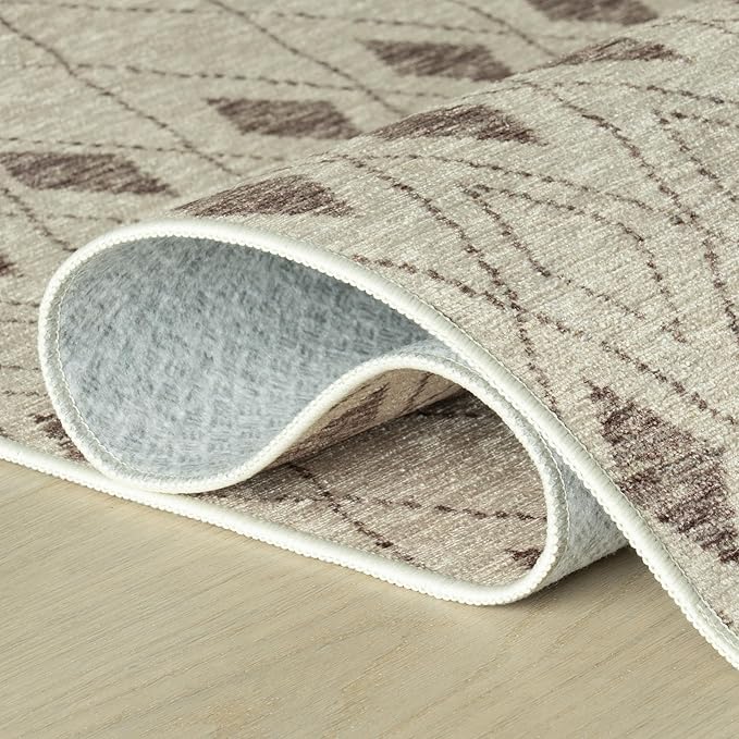 Dash & Albert Chandler Tan Machine Washable Rug, 3 X 5 Feet, Tan Geometric Pattern