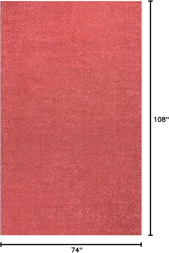 Eyely UES100E-6 Supersoft Haze Solid Low-Pile Indoor Area Rug, Coastal, Bohemian, Minimalist, Classic, Casual for Bedroom,Kitchen,Living Room,Non Shedding,Easy-Washing, Red, 6 X 9