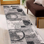 Rugshop Contemporary Circle Design Runner Rug, Fade-Resistant Carpet for Hallway, Kitchen, or Entryway, Cream, 2' x 10'