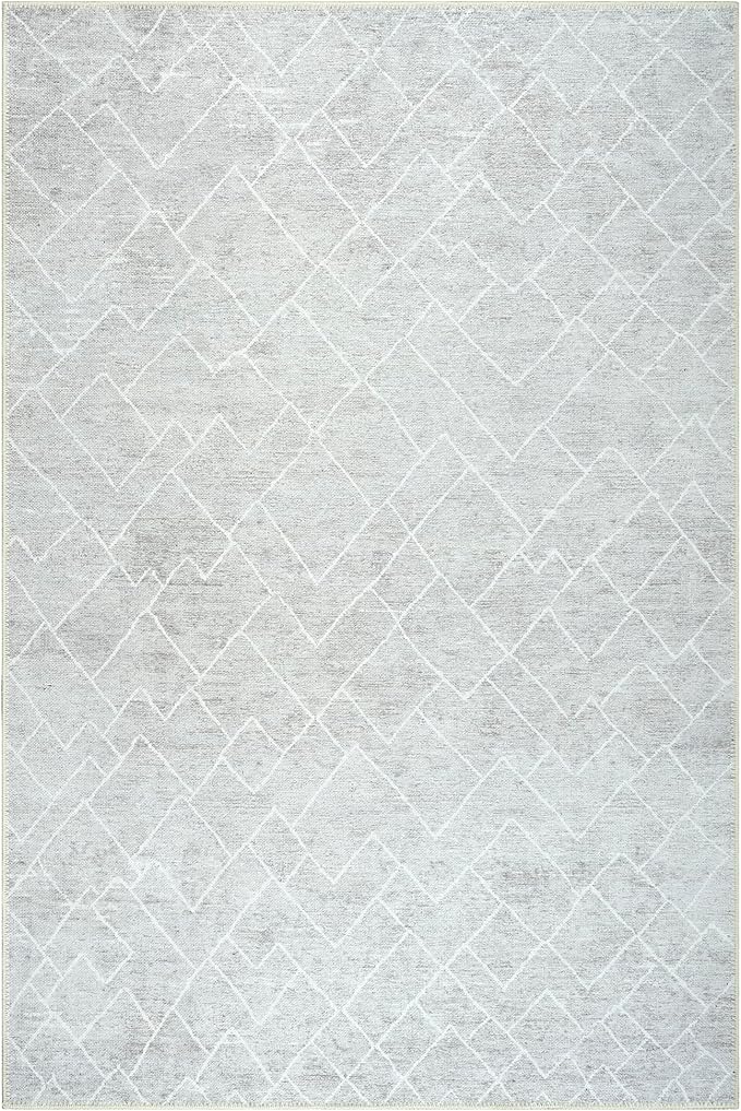 Bloom Rugs Washable Non-Slip 5' x 7' Rug - Gray/Pebble Striped Area Rug for Living Room, Bedroom, Dining Room, and Kitchen - Exact Size: 5' x 7'