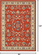 Rugs.com Yasmin Collection Rug – 7' x 10' Terracotta Medium Rug Perfect for Bedrooms, Dining Rooms, Living Rooms