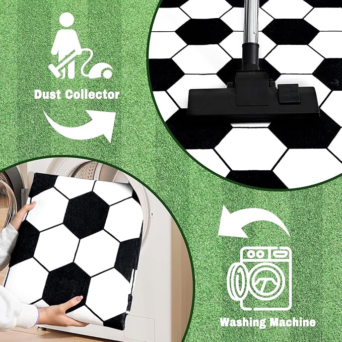 Soft Soccer Rugs for Bedroom, Machine Washable, Cute Bedside Boys Area Rug for Kids Toddlers Teens, Soccer Lovers Home Decor Indoor Carpet for Living Room, Dorms, Nursery, 4x5 FT