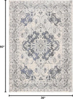 SAFAVIEH Monaco Collection Accent Rug - 3' x 5', Ivory & Grey, Boho Chic Medallion Distressed Design, Non-Shedding & Easy Care, Ideal for High Traffic Areas in Entryway, Living Room, Bedroom (MNC243B)