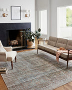 Loloi Chris Loves Julia Jules Collection JUL-05 Lagoon/Brick 9'-6" x 14', .13" Pile Height, Area Rug