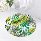 Tropical Round Rug 5ft, Watercolor Palm Leaves Pattern Low Pile Circle Carpet, Non-Slip Washable & Non-Shedding Indoor Mat for Bedroom, Entrance, Office Decor