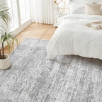 Area Rug Living Room Rugs - 6x9 Abstract Large Soft Indoor Washable Rug Neutral Modern Low Pile Carpet for Bedroom Dining Room Farmhouse Home Office - Vintage Grey