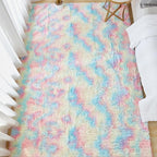 Andency 6x9 Area Rugs, Large Shag Fluffy Soft Shaggy Rugs for Living Room Bedroom, Non-Slip Tie-Dyed Rainbow Thick Plush Carpet for Kids Girls and Boys, Dorm Nursery Home Decor Aesthetic