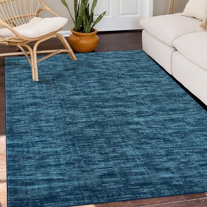 RUGSREAL 5x7 Living Room Area Rugs Modern Solid Color Area Rug Non-Slip Floor Carpet Indoor Washable Rug Contemporary Throw Carpet for Bedroom Kitchen Home Office, Indigo
