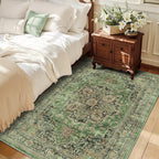 3x5 Area Rug Vintage Rugs for Indoor Entrance Stain Resistant Washable Entryway Rug Ultra Soft Low Pile Lightweight Carpet Faux Wool Rugs for Living Room Bedroom Playroom Home Office