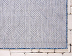 Unique Loom Outdoor Trellis Collection Area Rug - Tribal Trellis (2' x 10' Runner, Blue/ Ivory)