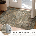 GENIMO 2x5 Runner Rugs for Hallway, Machine Washable Non Slip Vintage Rugs, Low Pile Lightweight Soft Print Rug for enrtyway, Corridor, Home Office, Kitchen, Warm Taupe