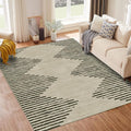 HelloTree Area Rug for Living Room 6x9 Washable Geometric Moroccan Rug Stripe Farmhouse Bohemian Minimalistic Non Slip Non Shedding Ultra Thin Soft Rug for Bedroom Office DiningRoom Nursery-Cream