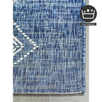 FH Home Outdoor Rug - Waterproof Easy to Clean Stain Resistant - Patio Indoor Outdoor Porch Deck Balcony Entryway - Boho Moroccan - Ariana - Blue - 5ft 2in x 7ft 6in
