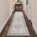 Runner Rug 2'6''x10, Non Slip Vintage Hallway Runner Rugs, Low Pile Lightweight Machine Washable Mat for Hallway, Entryway, Bedroom, Kitchen and Corridor, Light Taupe Brown
