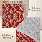 Red Flower Carpet for Living Room, 5x7 Non-Slip Washable Low Pile Abstract Design Rug, Space Saving Area Rug for Bedroom, Dining Room