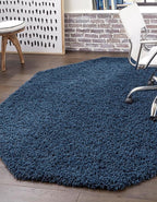 Unique Loom Solid Shag Collection Area Rug (8' Octagon, Sapphire Blue/ Navy Blue)