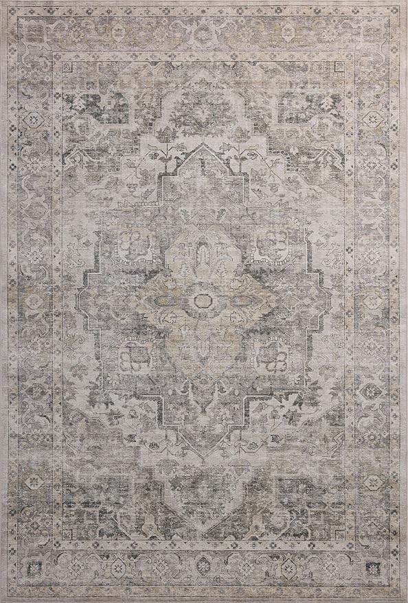 Loloi Amber Lewis Josie Collection JOS-03 Silver/Natural 9'-0" x 12'-0", .13" Pile Height, Low Profile, Machine Washable, Area Rug