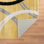 Rugshop Wavy Circles Design Area Rug, Carpet with Jute Backing for Living Room, Bedroom, or Dining Room, Yellow, 5'3" x 7'3"