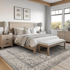 ReaLife Rugs Machine Washable Area Rug - Living Room Bedroom Bathroom Kitchen Entryway Office - Padded Low Pile Stain Resistant Premium - Boho Farmhouse Vintage - Paz - Beige Gray Ivory 5' x 7'