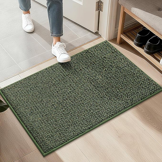 BEQHAUSE 20"x32" Entryway Rug Indoor Door Mat Non-Slip Washable, Hallway Rugs Absorbent & Stain Resist Hall Carpet Runner Rugs for Entryway, Front Door Floor Mats Laundry Room Rugs for Entry, Green